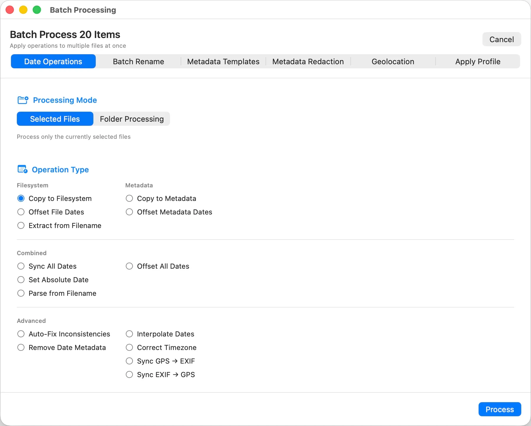 MetaScope Batch Processing with template application and progress tracking