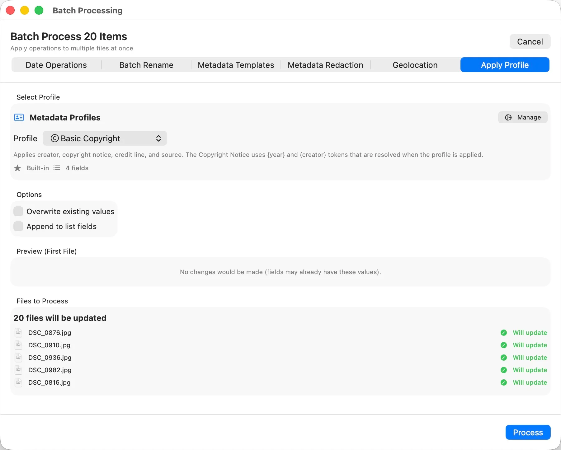 MetaScope Batch processing results and summary