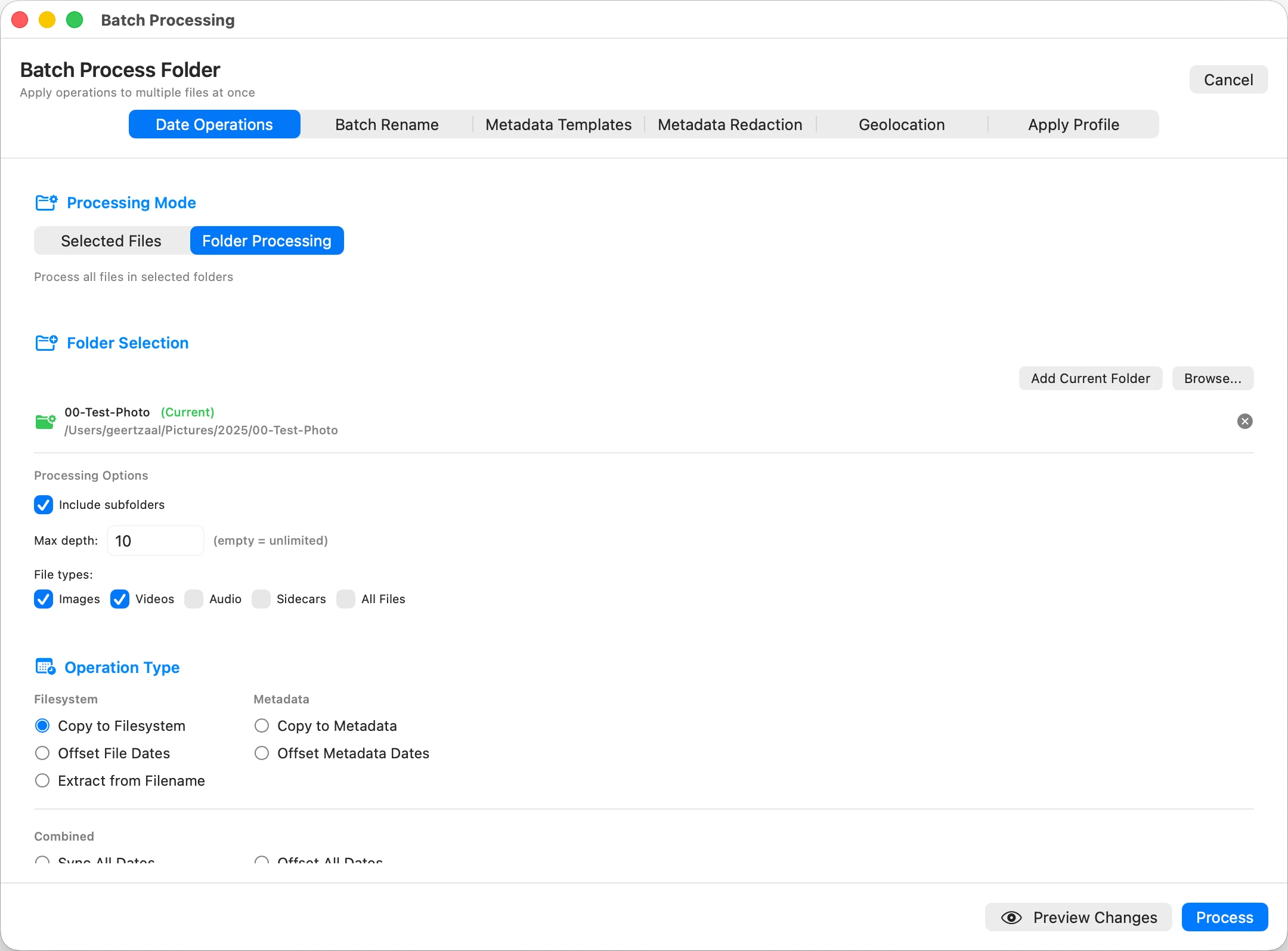 MetaScope batch processing, frame 1