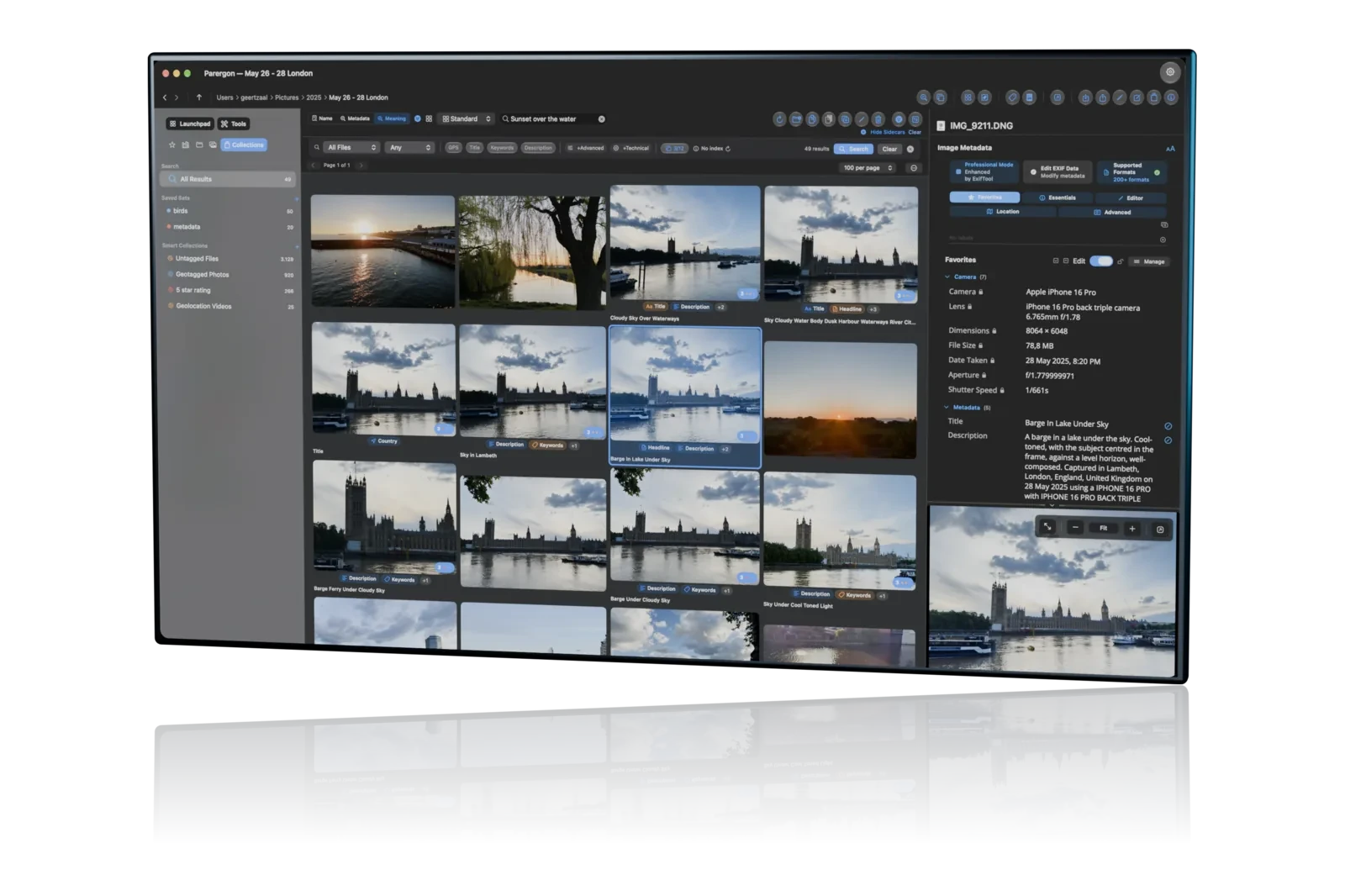 Parergon on Mac, running a meaning search across a photo library