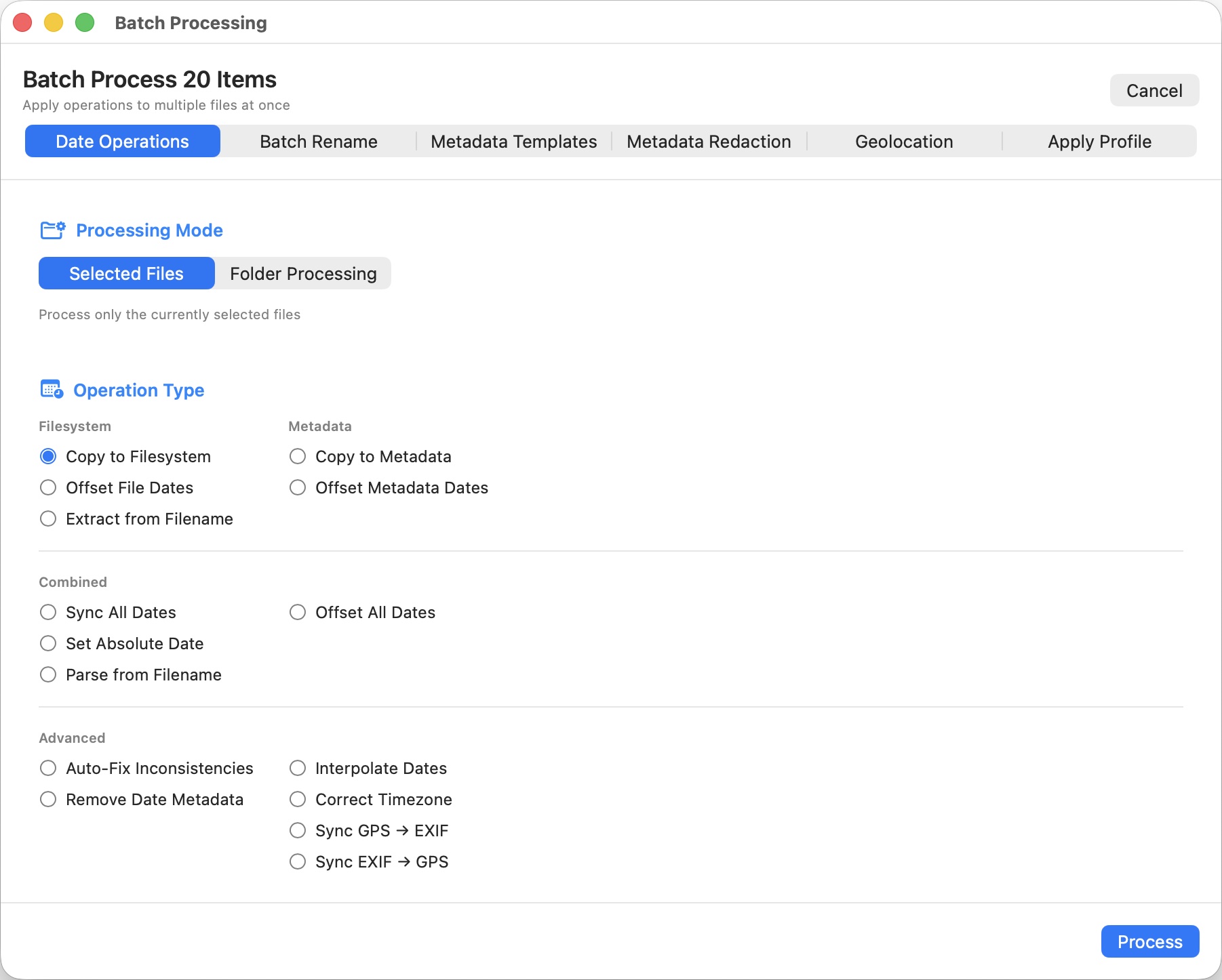 MetaScope Batch Processing with template application and progress tracking