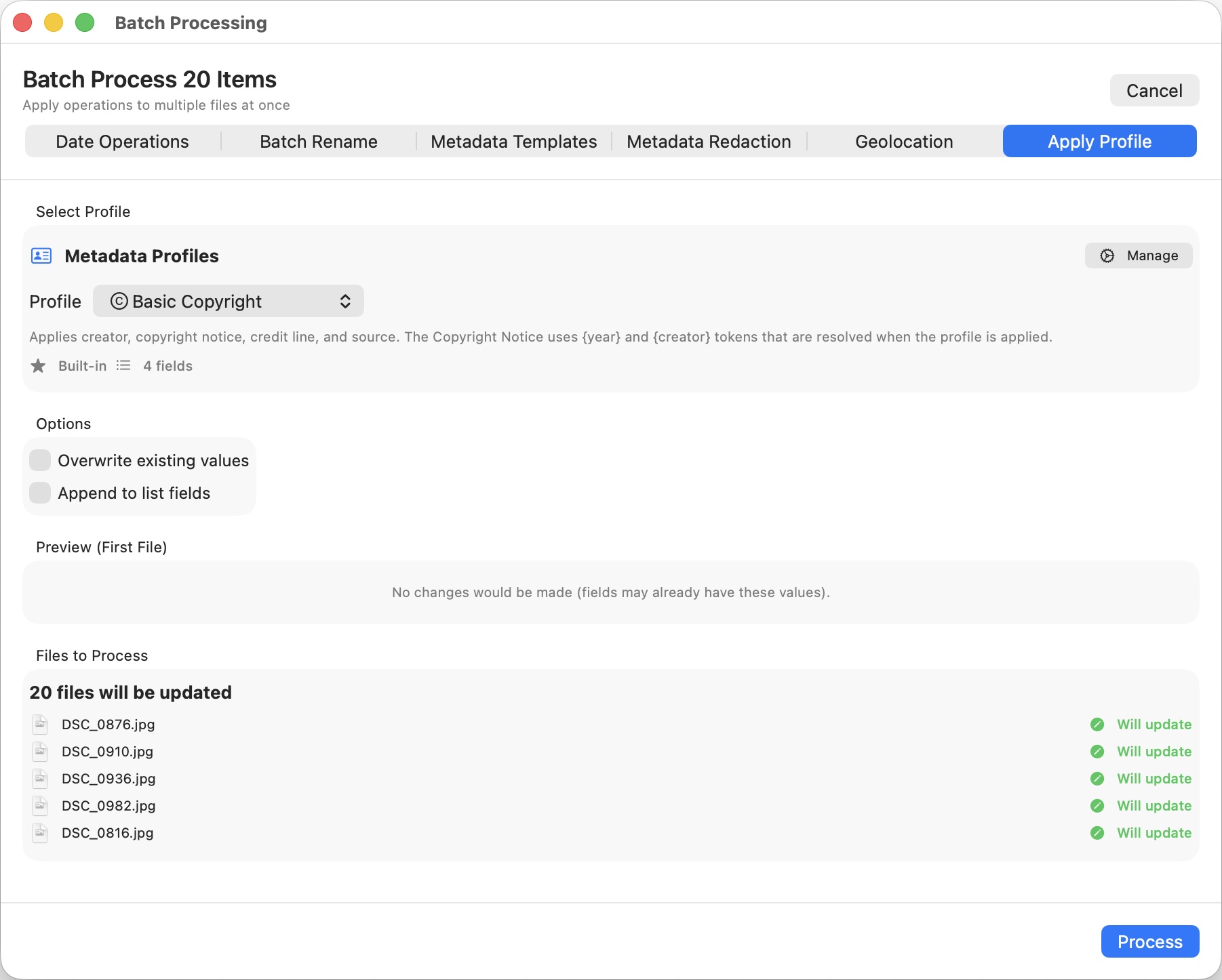 MetaScope Batch processing results and summary