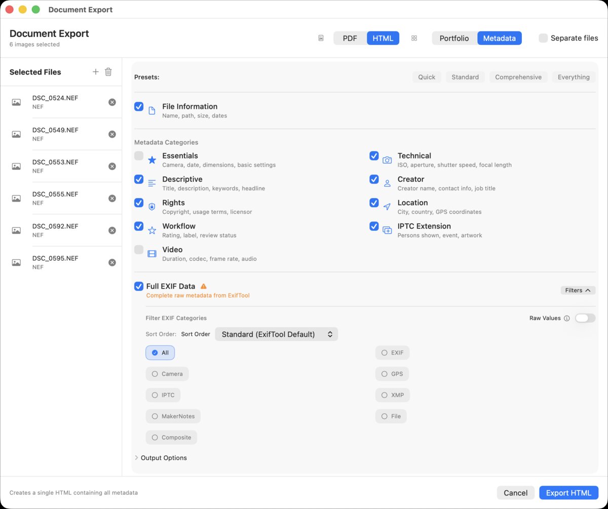 Metadata Content selection