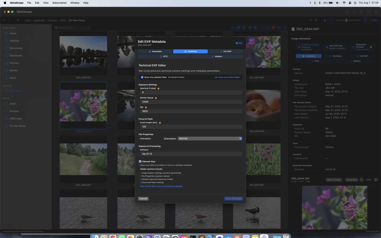 GPS metadata editing and geocoding in MetaScope EXIF editor